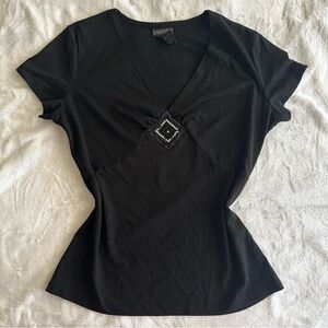 Vintage Y2K Black Beaded Embellishment Top